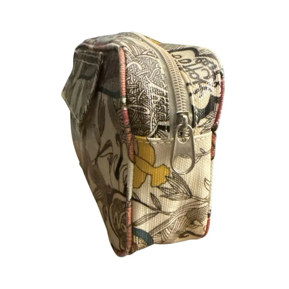 Sakroots Organizer Foldover Cosmetic Case Zip Top Ivory Bird Peace Print